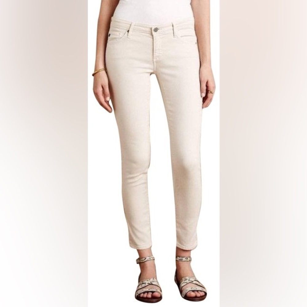 AG Adriano Goldschmied | Anthropologie Cropped Slim Straight Jeans Bone Ivory